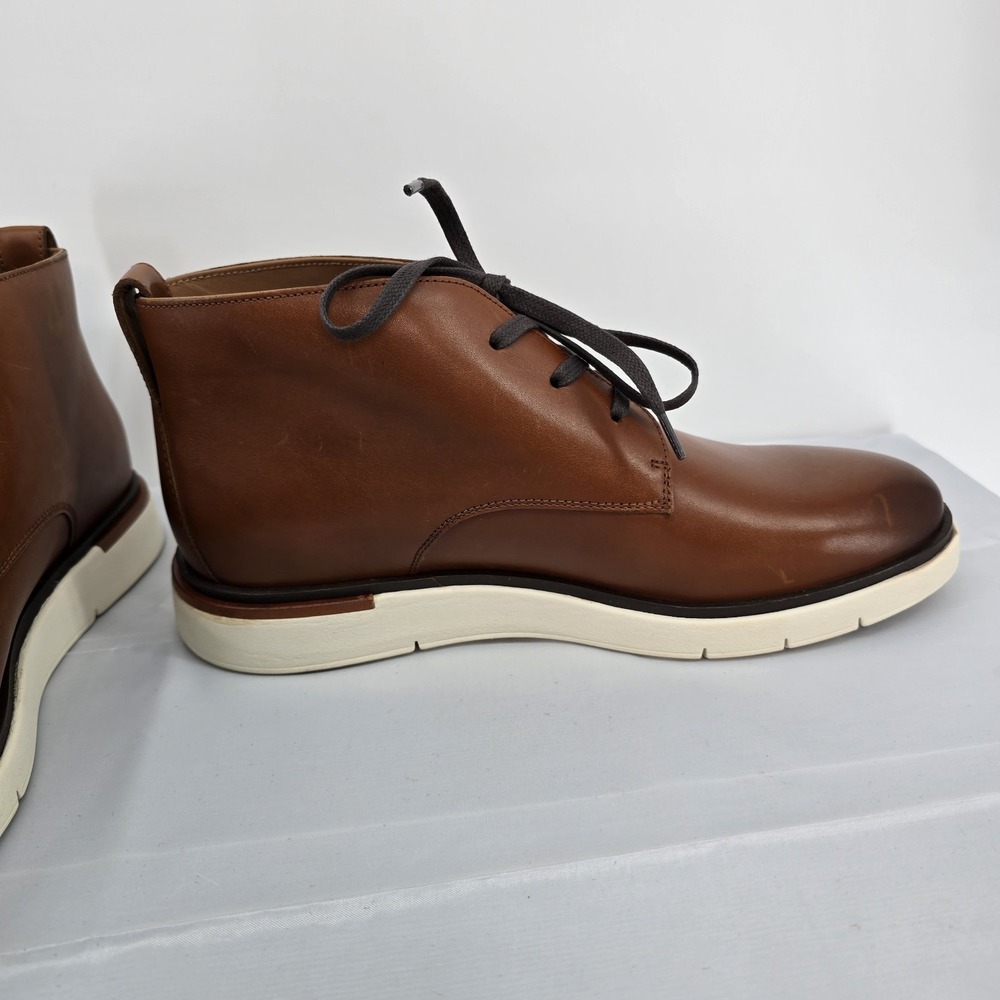 Allen Edmonds Cognac Brown Leather Chukka Boots with Cream Sole - Picture 4 of 9